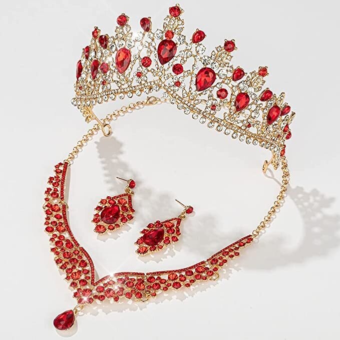Swarovski Crystal Rhinestone Bling Tiara Set: Necklace &amp; Earrings