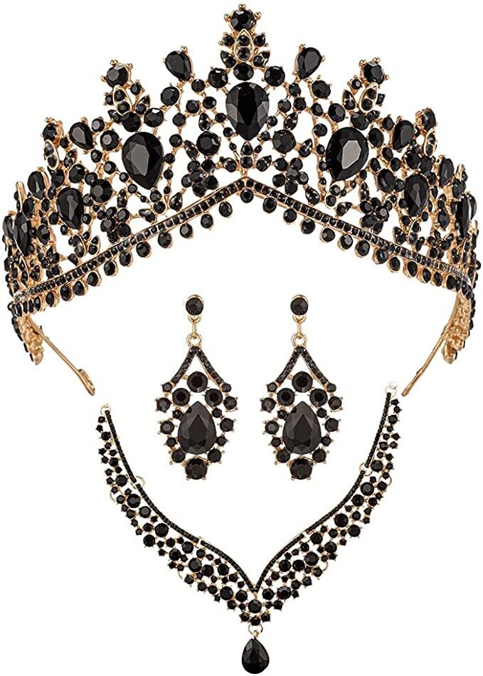 Swarovski Crystal Rhinestone Bling Tiara Set: Necklace &amp; Earrings