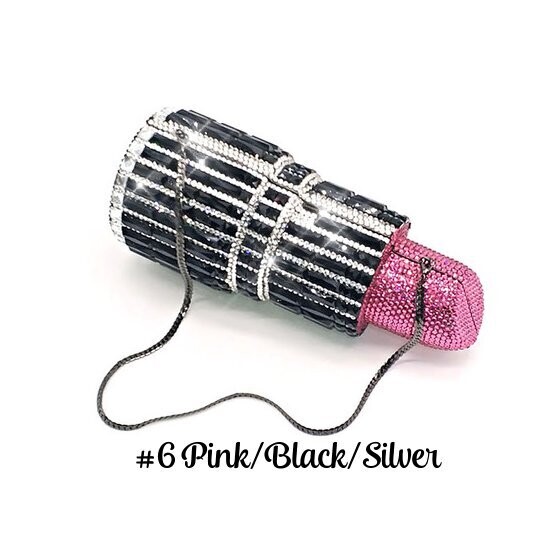 Swarovski Crystal Rhinestone Bling Lipstick Purse: Gold Silver Pink Red Several Colors: Slim