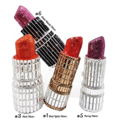 Swarovski Crystal Rhinestone Bling Lipstick Purse: Gold Silver Pink Red Several Colors: Slim