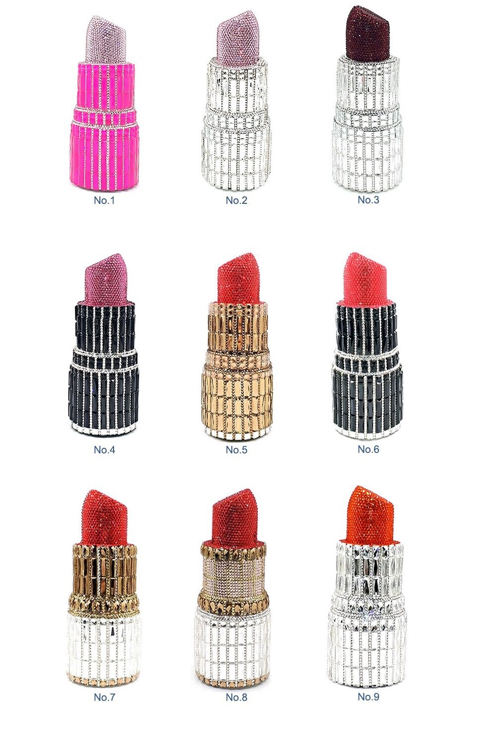 Swarovski Crystal Rhinestone Bling Lipstick Purse: Gold Silver Pink Red Several Colors: Chubs