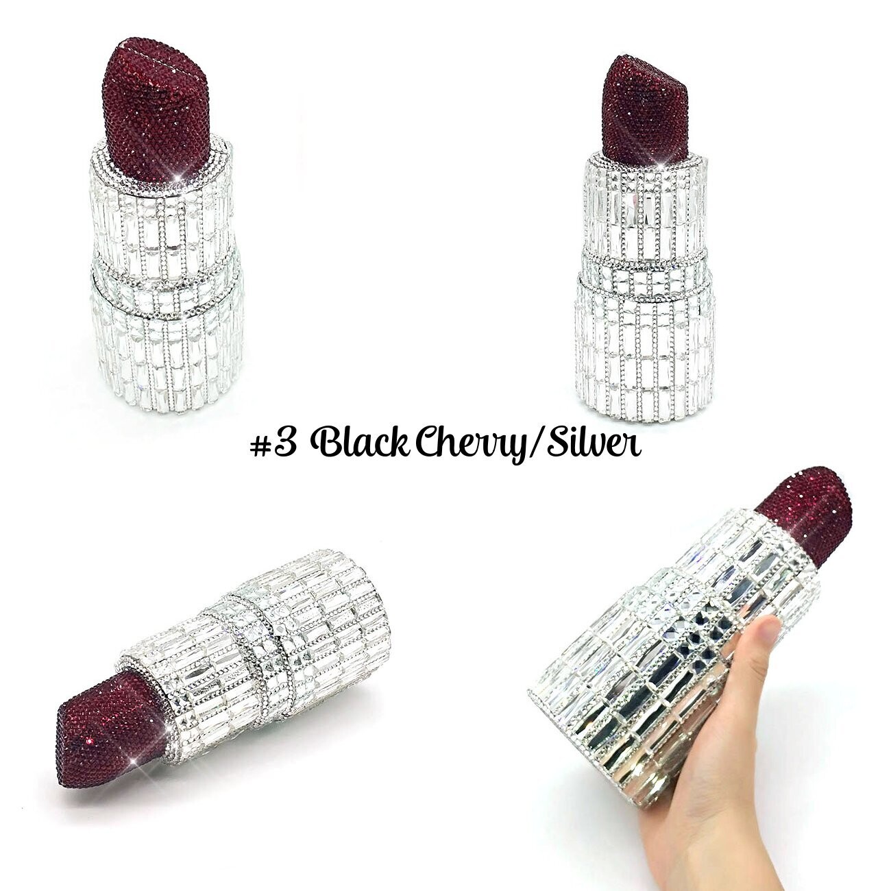 Swarovski Crystal Rhinestone Bling Lipstick Purse: Gold Silver Pink Red Several Colors: Chubs