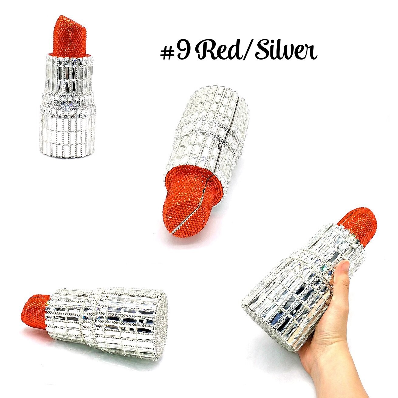 Swarovski Crystal Rhinestone Bling Lipstick Purse: Gold Silver Pink Red Several Colors: Chubs