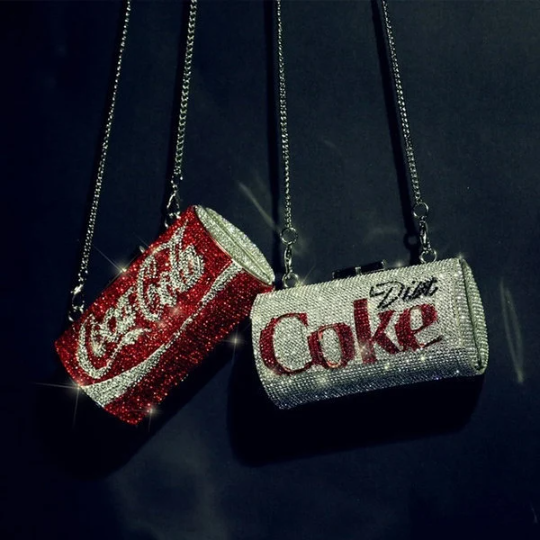 Swarovski Crystal Rhinestone Bling Coke Diet Coke Pepsi Sprite Purse