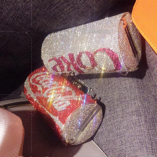Swarovski Crystal Rhinestone Bling Coke Diet Coke Pepsi Sprite Purse