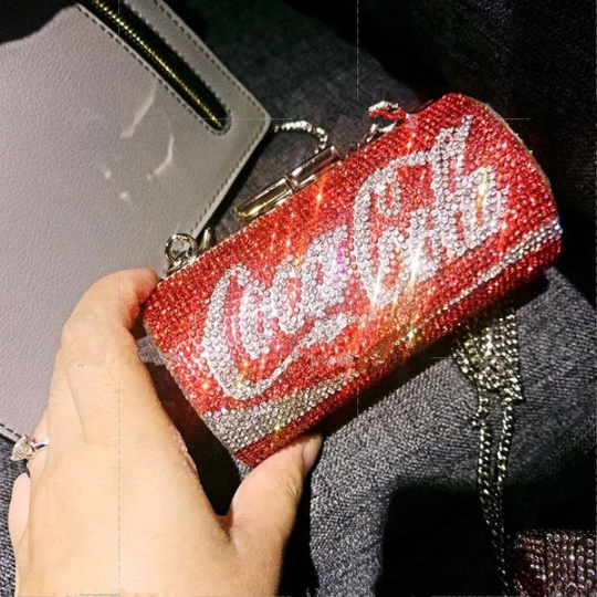 Swarovski Crystal Rhinestone Bling Coke Diet Coke Pepsi Sprite Purse