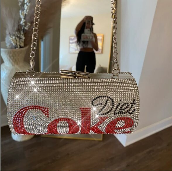 Swarovski Crystal Rhinestone Bling Coke Diet Coke Pepsi Sprite Purse