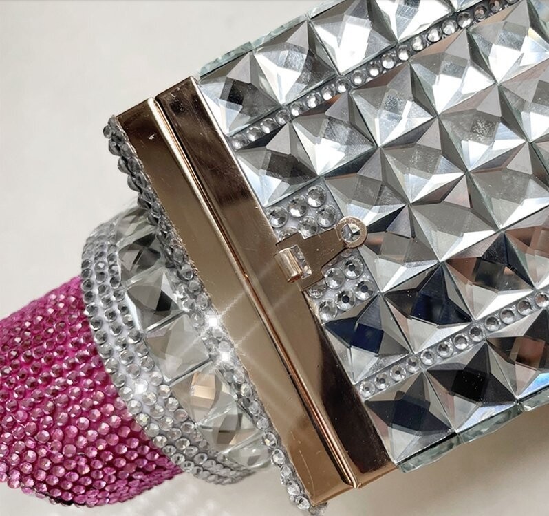 Swarovski Crystal Rhinestone Bling Lipstick Purse: Red Pink Silver Gold