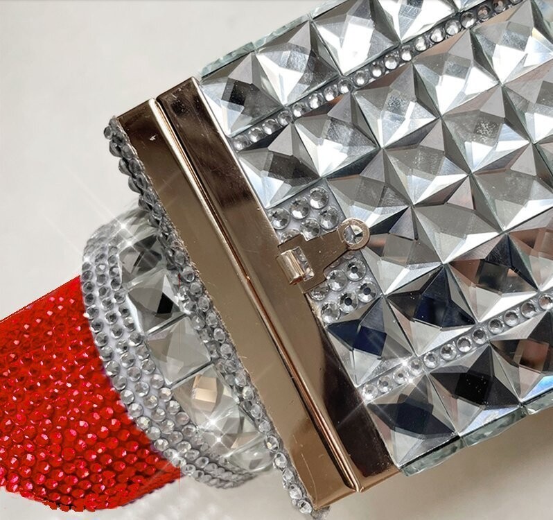 Swarovski Crystal Rhinestone Bling Lipstick Purse: Red Pink Silver Gold