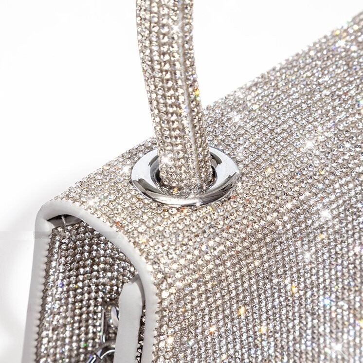 Swarovski  Crystal Rhinestone Bling Purse: Silver