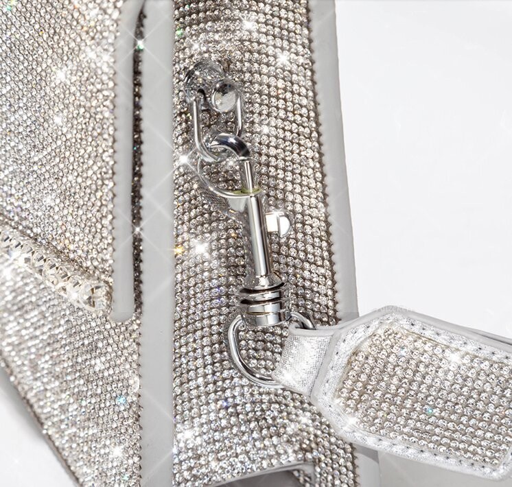 Swarovski  Crystal Rhinestone Bling Purse: Silver
