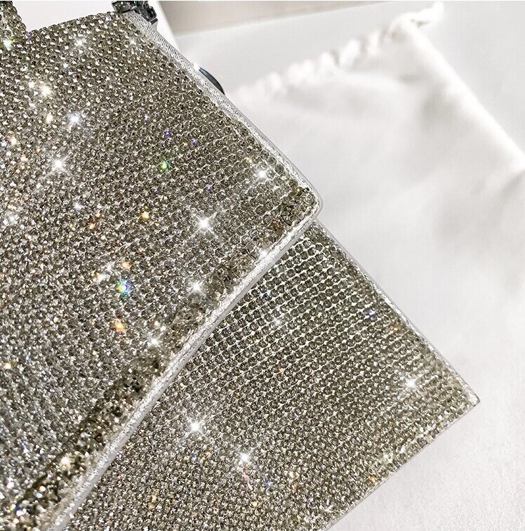Swarovski  Crystal Rhinestone Bling Purse: Silver