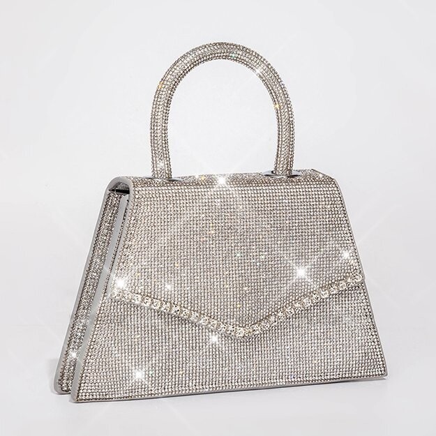 Swarovski  Crystal Rhinestone Bling Purse: Silver
