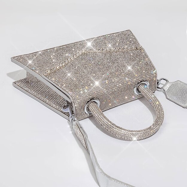 Swarovski  Crystal Rhinestone Bling Purse: Silver