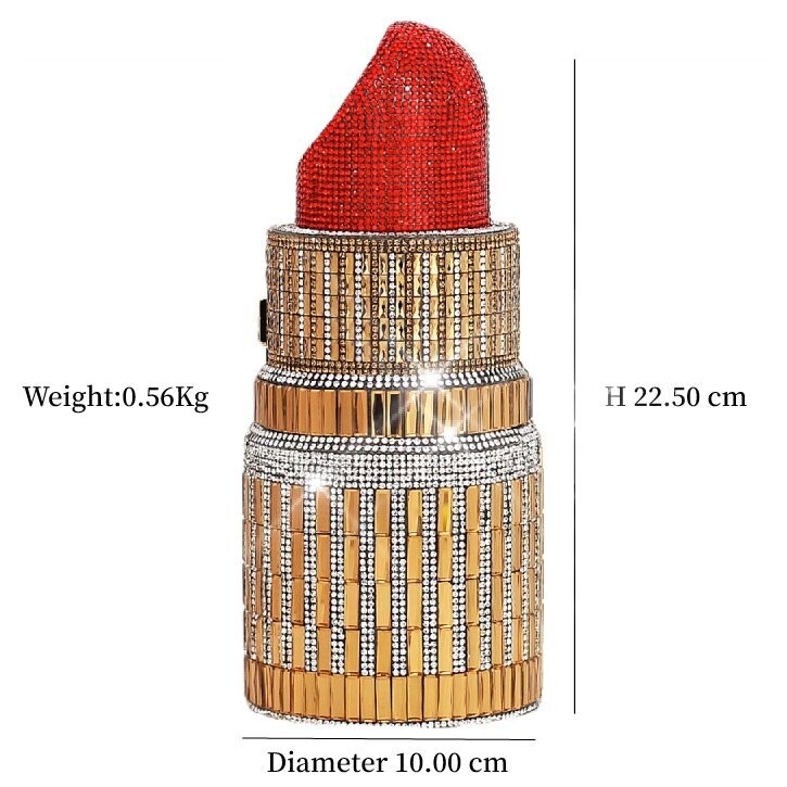 Swarovski Crystal Rhinestone Bling Lipstick Purse: Red Black Silver Gold