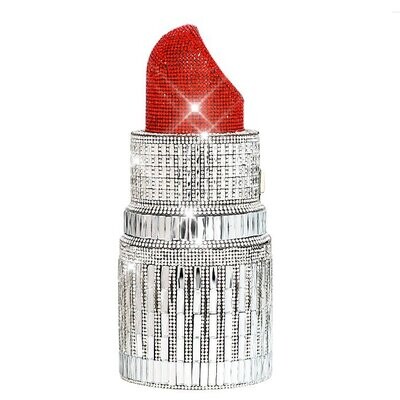 Swarovski Crystal Rhinestone Bling Lipstick Purse: Red Black Silver Gold