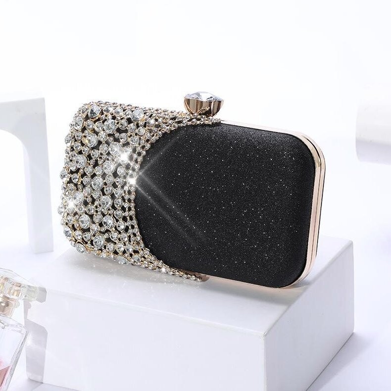 Swarovski  Crystal Rhinestone Bling Purse: Gold Pink Silver Black