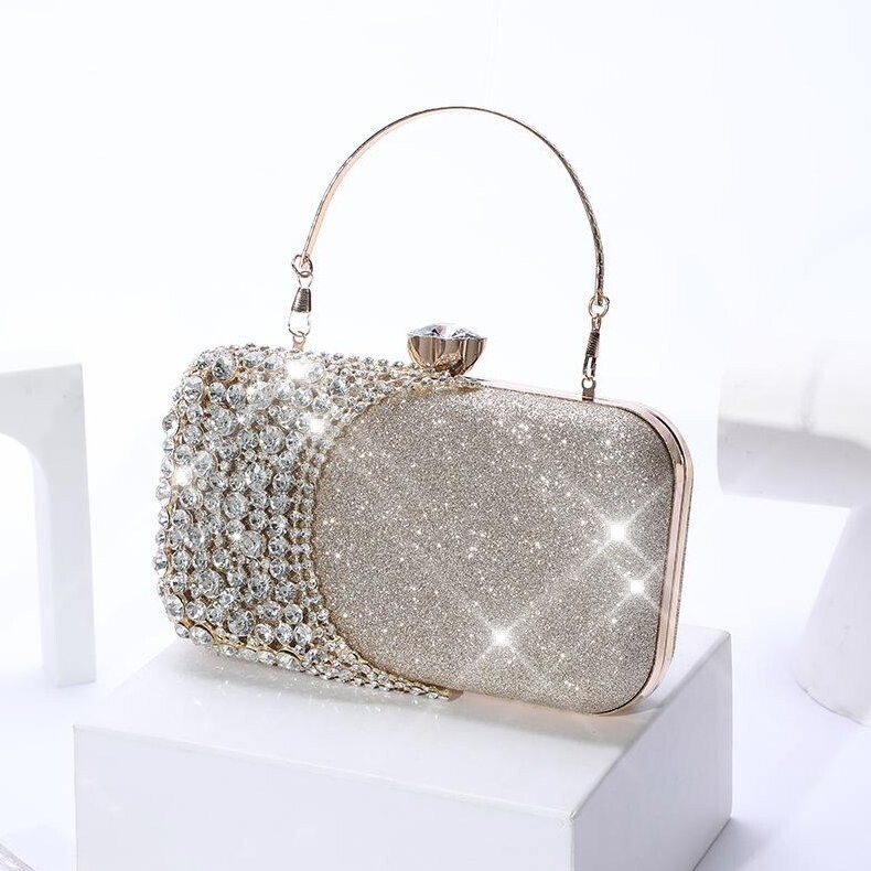 Swarovski  Crystal Rhinestone Bling Purse: Gold Pink Silver Black