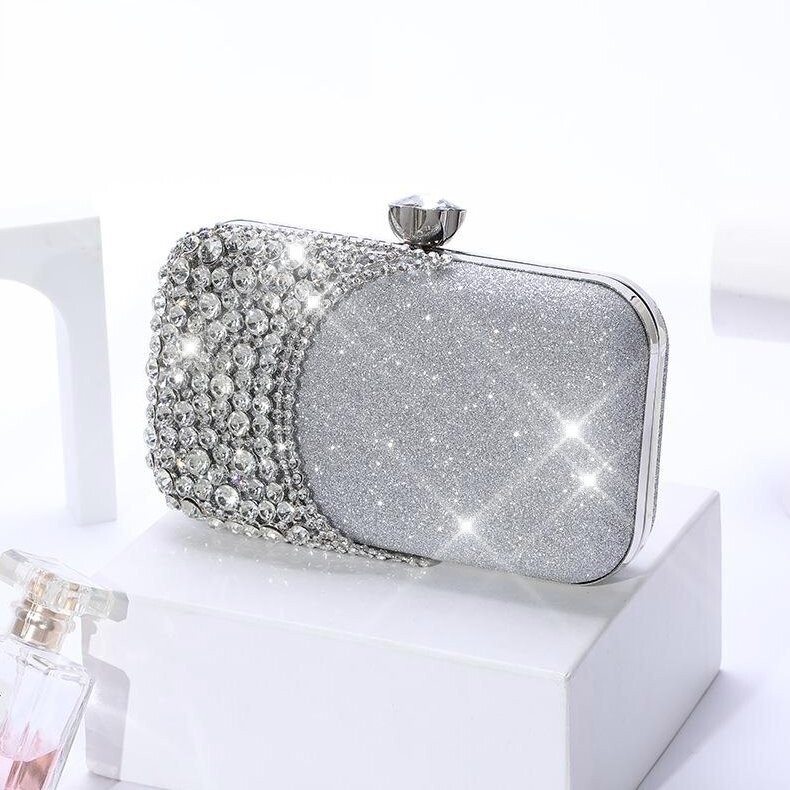 Swarovski  Crystal Rhinestone Bling Purse: Gold Pink Silver Black