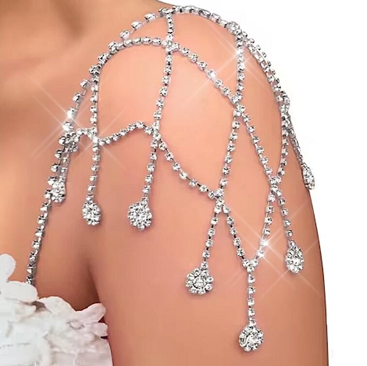 Swarovski Crystal Rhinestone Bling Shoulder Necklace