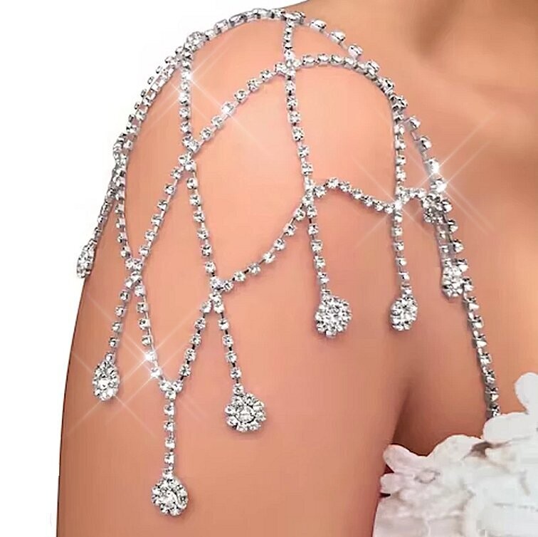 Swarovski Crystal Rhinestone Bling Shoulder Necklace