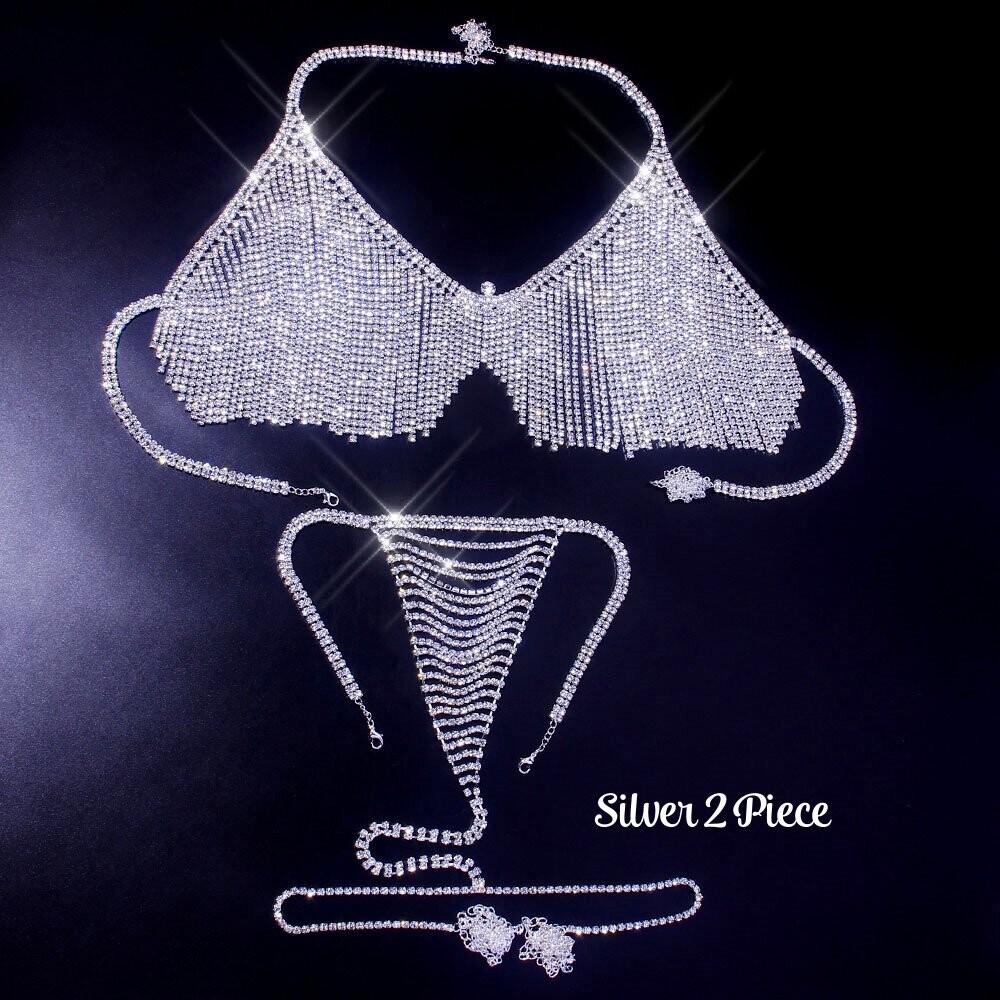Swarovski Crystal Rhinestone Bling Tassel Bikini