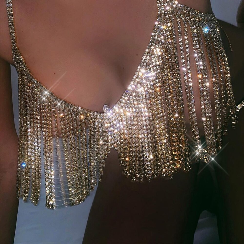 Swarovski Crystal Rhinestone Bling Tassel Bikini