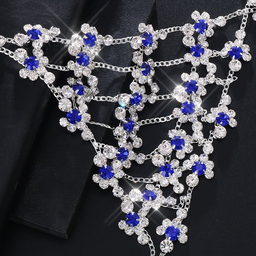 Swarovski Crystal &amp; Blue Rhinestones Bling Bikini