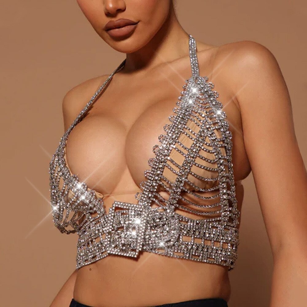 Swarovski Crystal Rhinestone Bling Halter Top