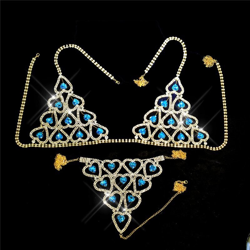 Swarovski Crystal Rhinestone Bling Heart Bikini