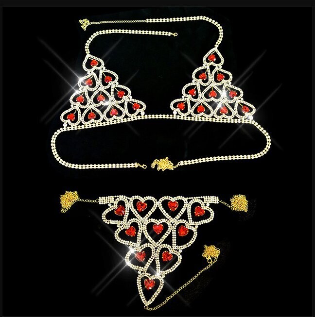 Swarovski Crystal Rhinestone Bling Heart Bikini