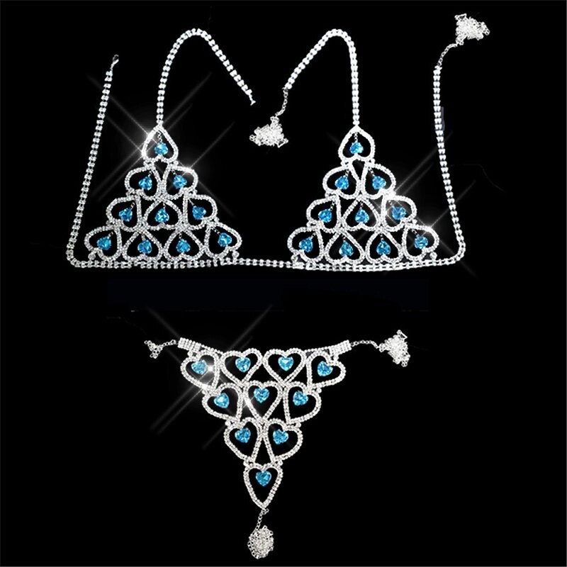 Swarovski Crystal Rhinestone Bling Heart Bikini