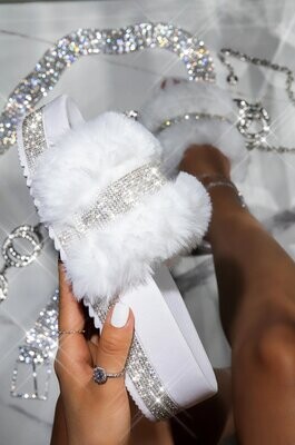 Swarovski Crystal Rhinestone Bling Fuzzy Slippers