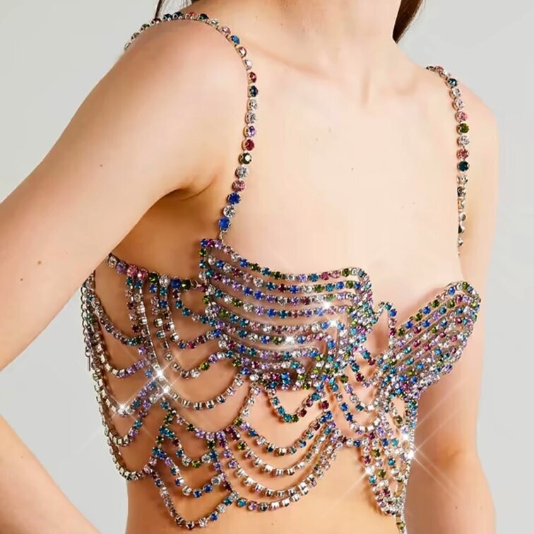Swarovski Crystal Rhinestone Bling Halter Top