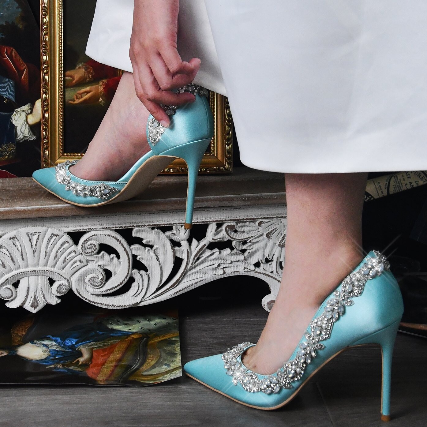 Swarovski Crystal Rhinestone Bling Tiffany Wedding Shoes