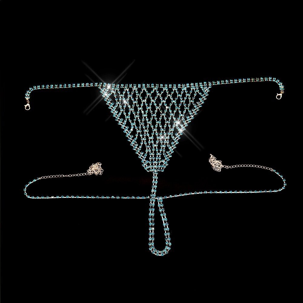 Swarovski Crystal Red Or Aqua Blue Rhinestone Bling Bikini &amp; Skirt