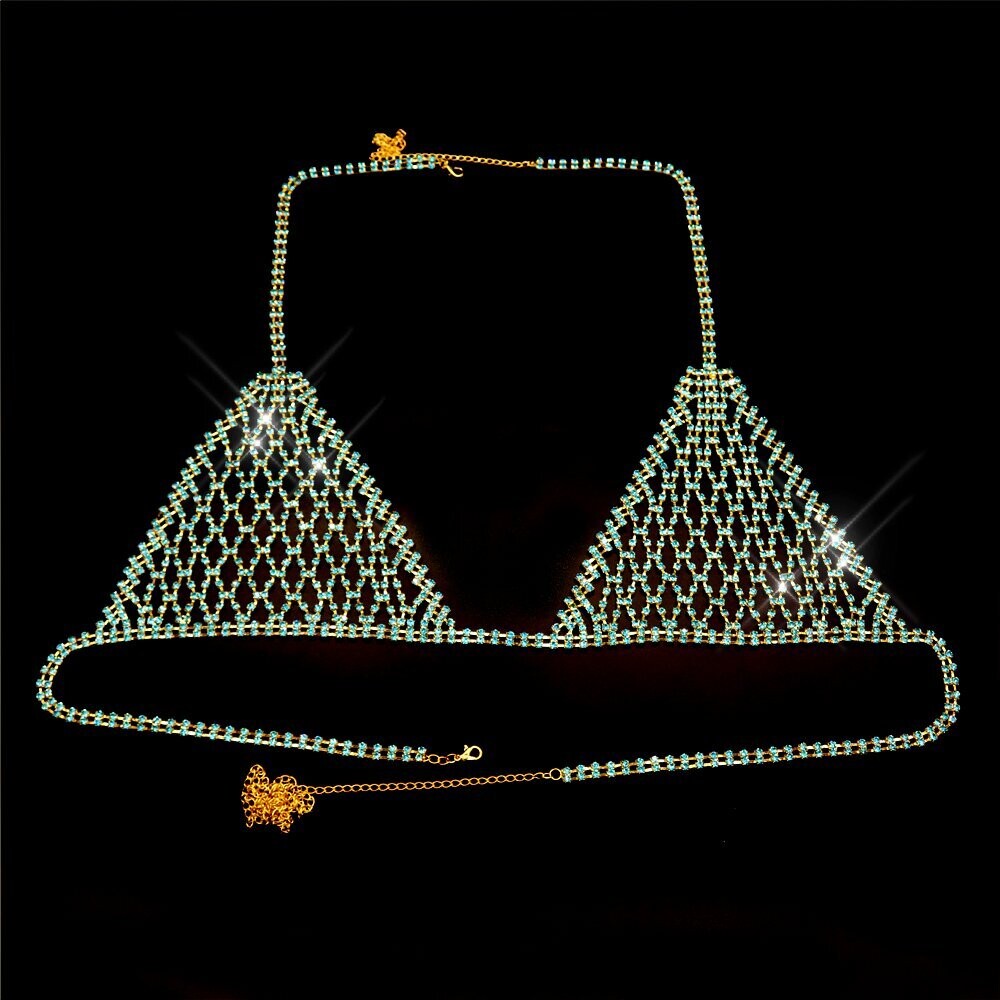 Swarovski Crystal Red Or Aqua Blue Rhinestone Bling Bikini &amp; Skirt