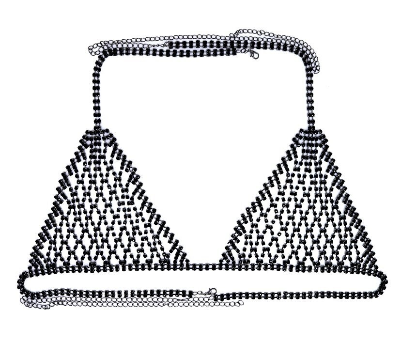 Swarovski  Crystal Black Rhinestone Bling Bikini 