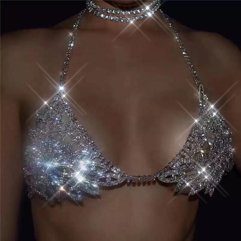 Swarovski Crystal Floral Leaf Rhinestone Bling Bikini