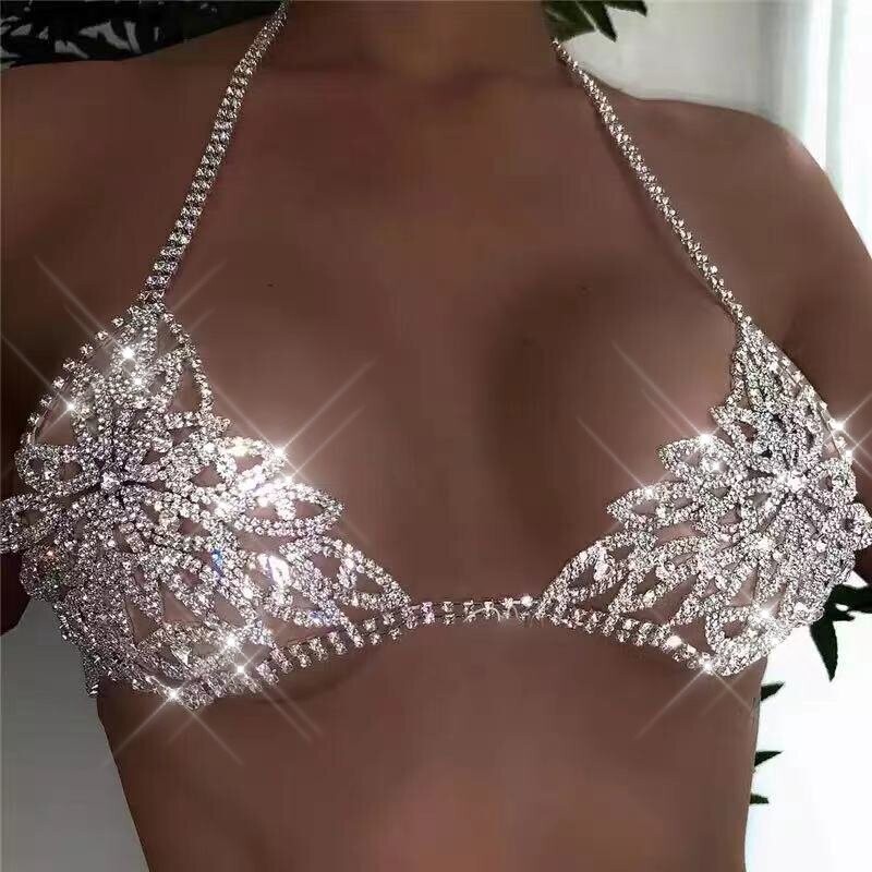 Swarovski Crystal Floral Leaf Rhinestone Bling Bikini