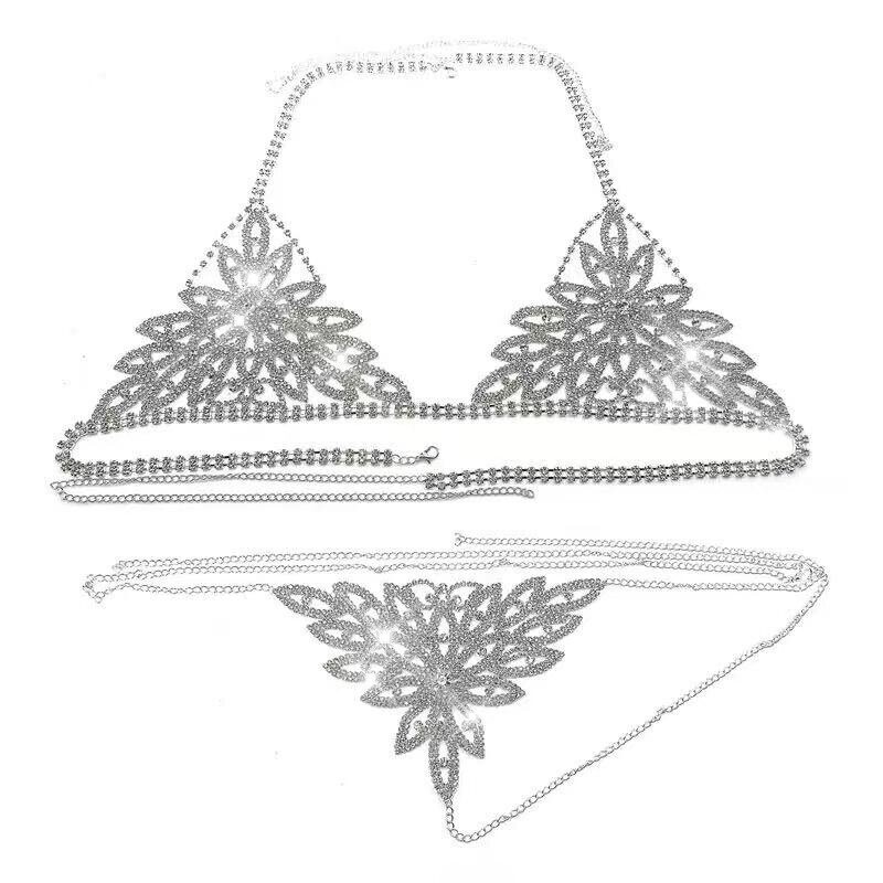 Swarovski Crystal Floral Leaf Rhinestone Bling Bikini