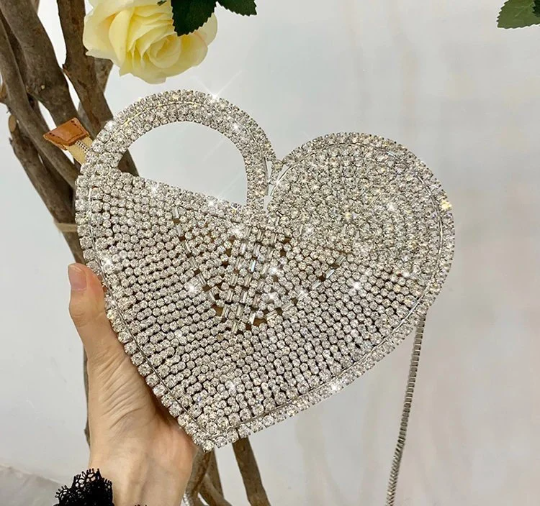 Swarovski Crystal Rhinestone Bling Heart &amp; Star Purse