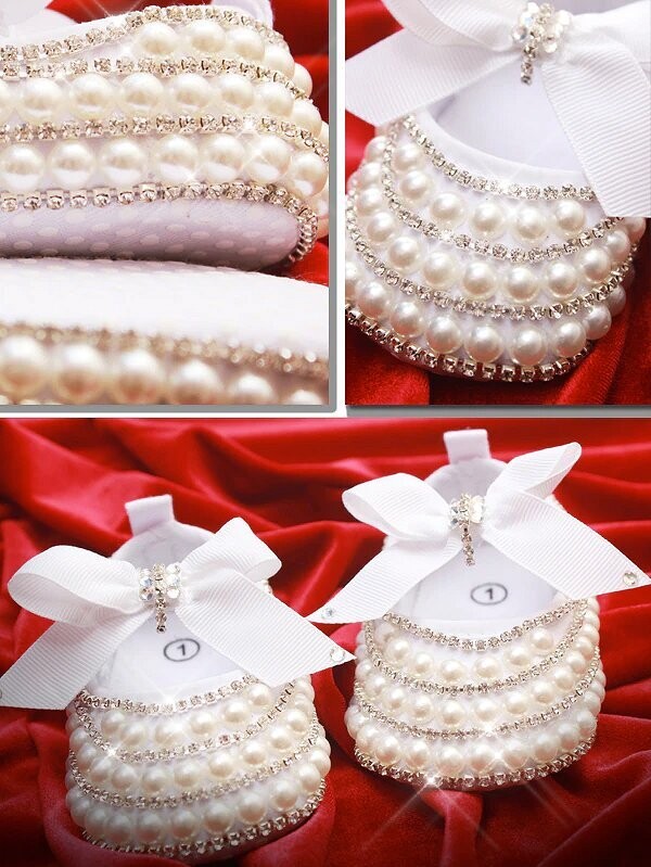 Swarovski Crystal Rhinestone Bling Baby Baptism Shoes