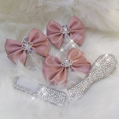 Swarovski Crystal Rhinestone Bling Baby Princess Shoes & Brush Set