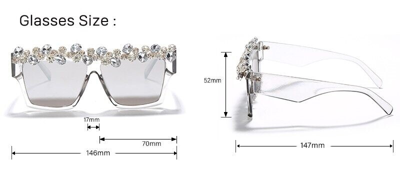 Swarovski Crystal Rhinestone Bling Square Sunglasses