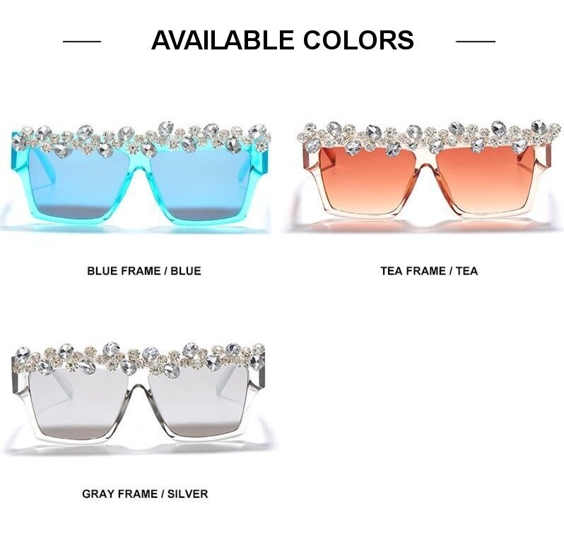 Swarovski Crystal Rhinestone Bling Square Sunglasses