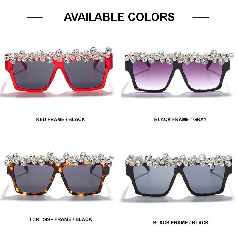 Swarovski Crystal Rhinestone Bling Square Sunglasses