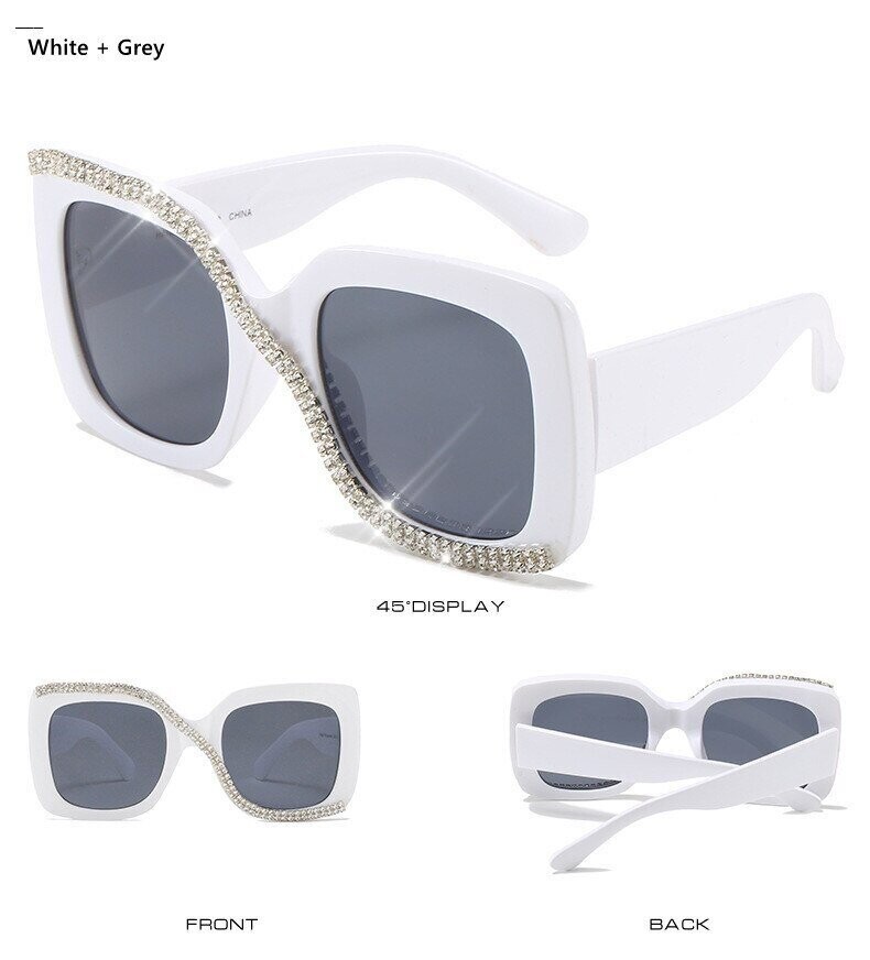 Swarovski Crystal Rhinestone Bling Swirl Square  Sunglasses