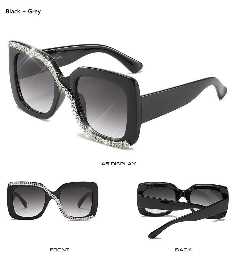 Swarovski Crystal Rhinestone Bling Swirl Square  Sunglasses
