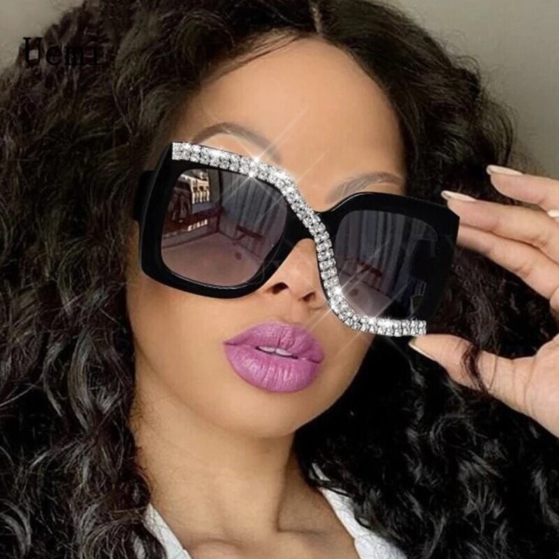 Swarovski Crystal Rhinestone Bling Swirl Square  Sunglasses